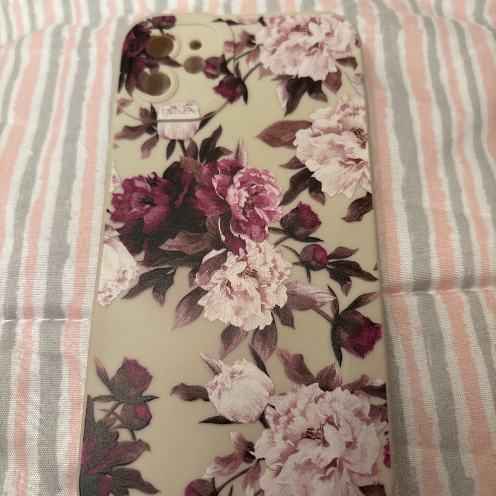 Cute purple and cream floral phone case